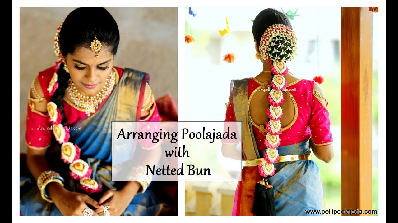 South Indian Bridal Hairstyling Series: Poolajada with Netted Knot