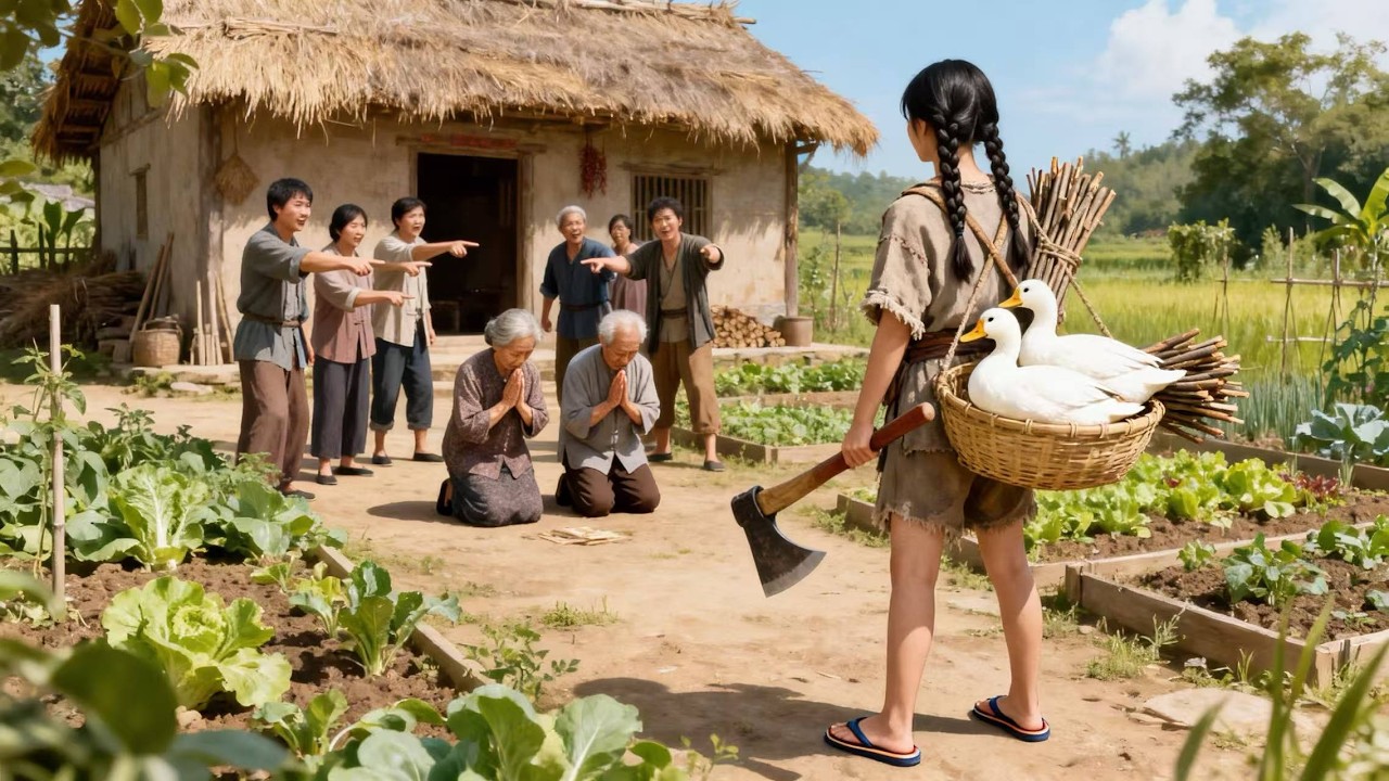 Regresa al pueblo, ve a sus padres acosados por villanos y,furiosa, comienza a juzgarlos uno por uno