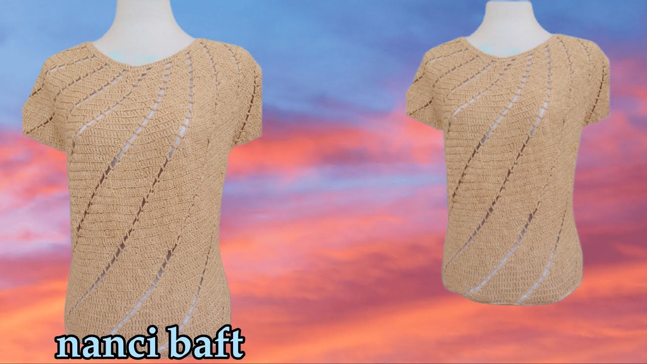 اموزش بافت بلوز اسپیرال بسیار راحت/بلوز قلاب بافی/spiral blouse 💥👌