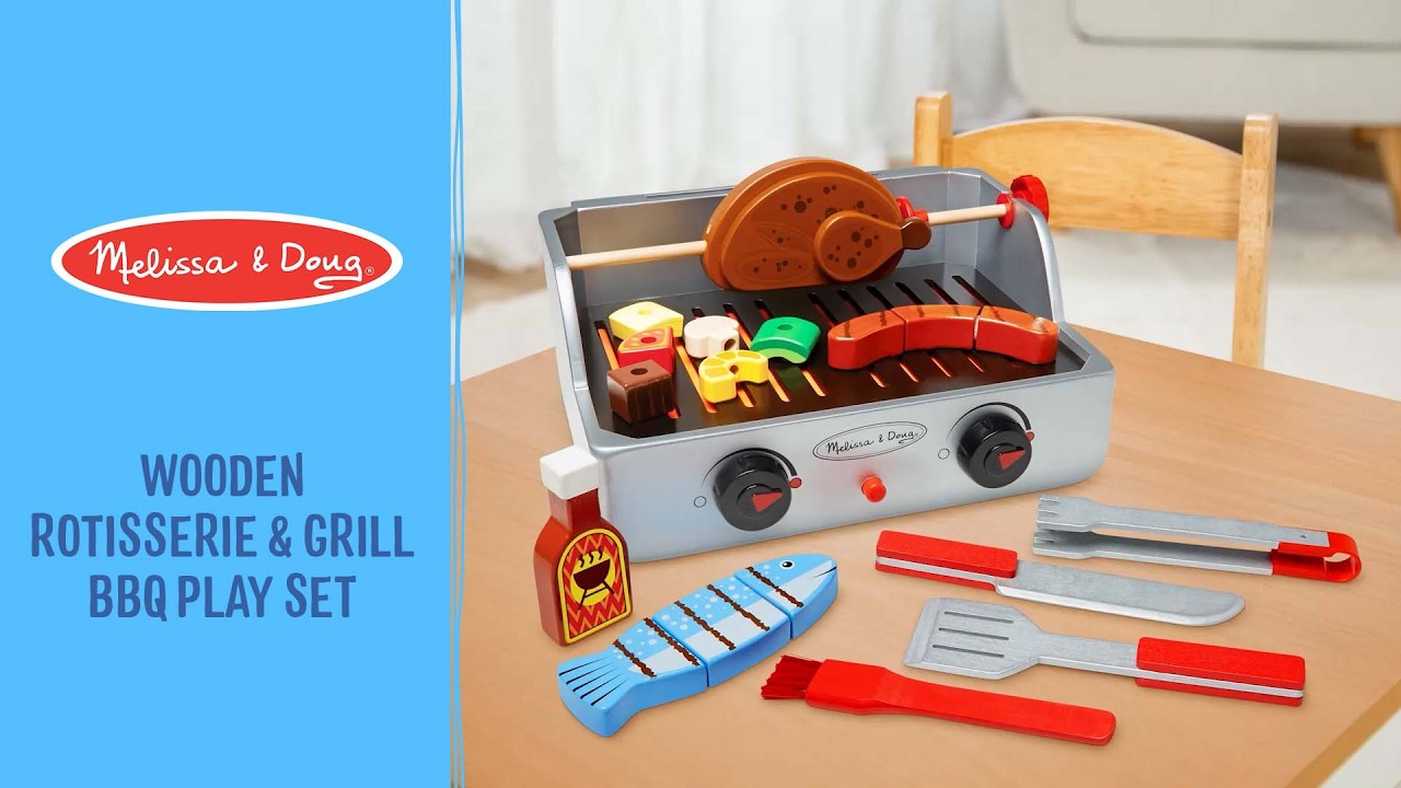 Melissa & Doug Wooden Rotisserie & Grill Barbecue Play Set