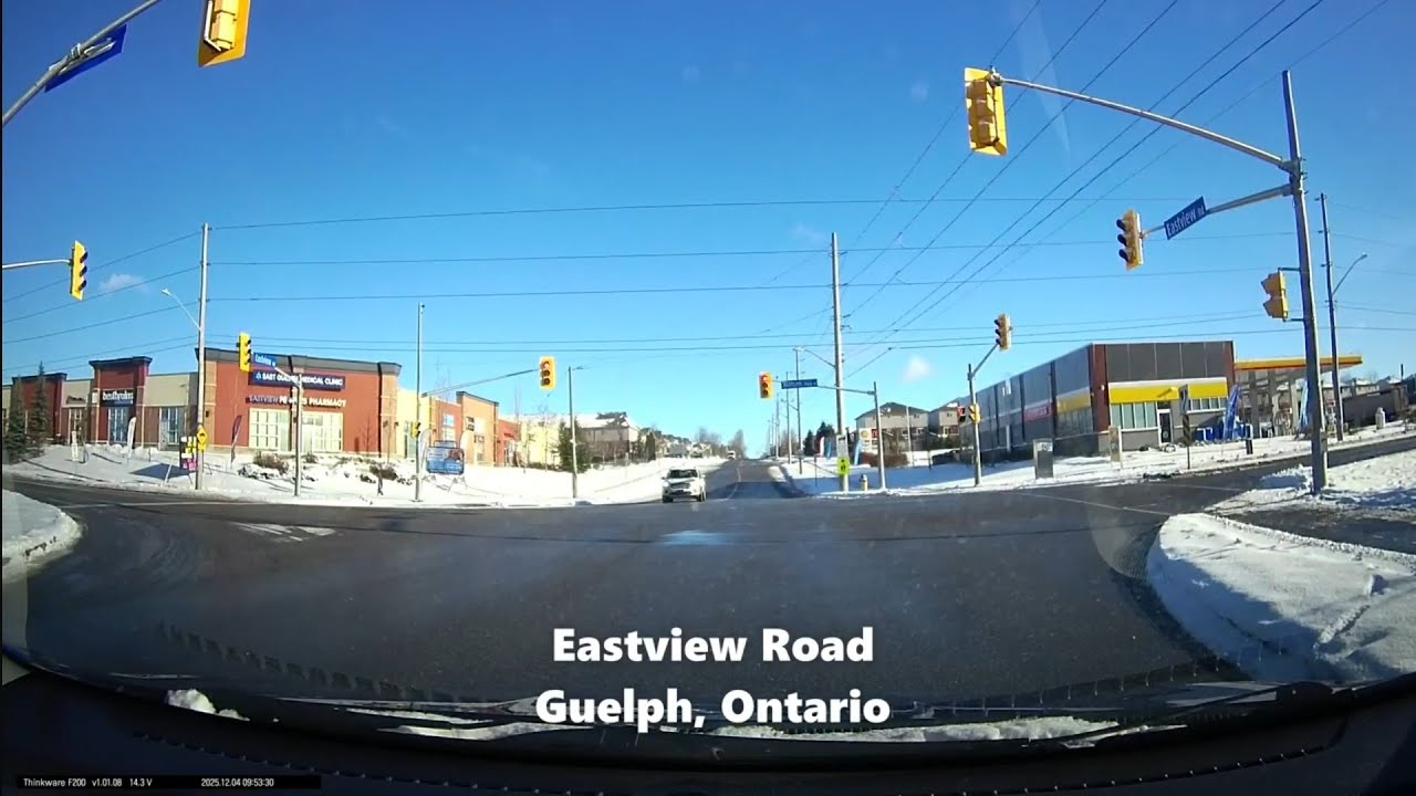 Guelph, Ontario Drive from Muskoka Drive to the intersection of Stone and Scottsdale (Dec. 4/25)