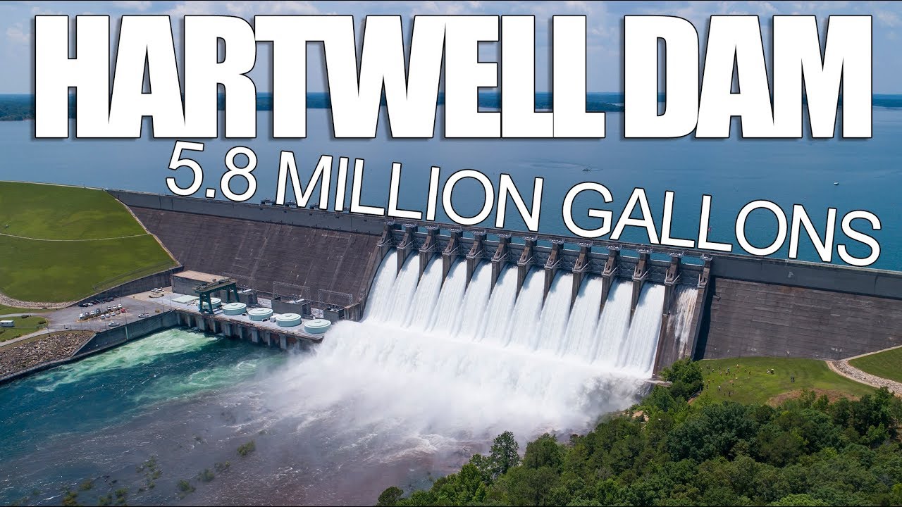Lake Hartwell Dam 5.8 Million Gallons Released! (4K) June 2018