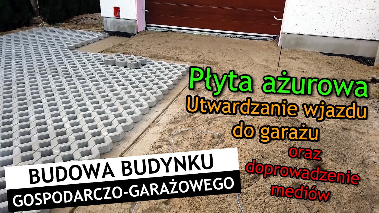 Utwardzanie wjazdu garażowego płytą ażurową. Dociągnięcie medi&oacute;w do budynku (woda, prąd) - Vlog #31