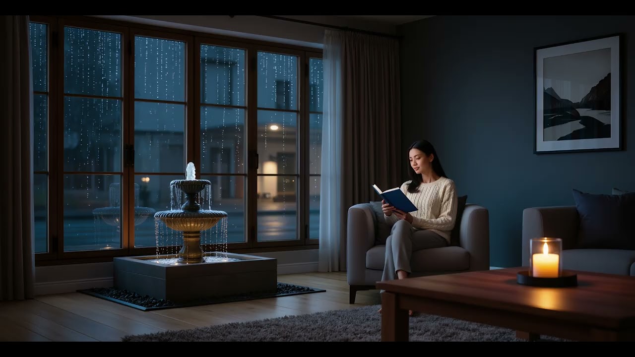 Late Night Study – City Lights & Rain