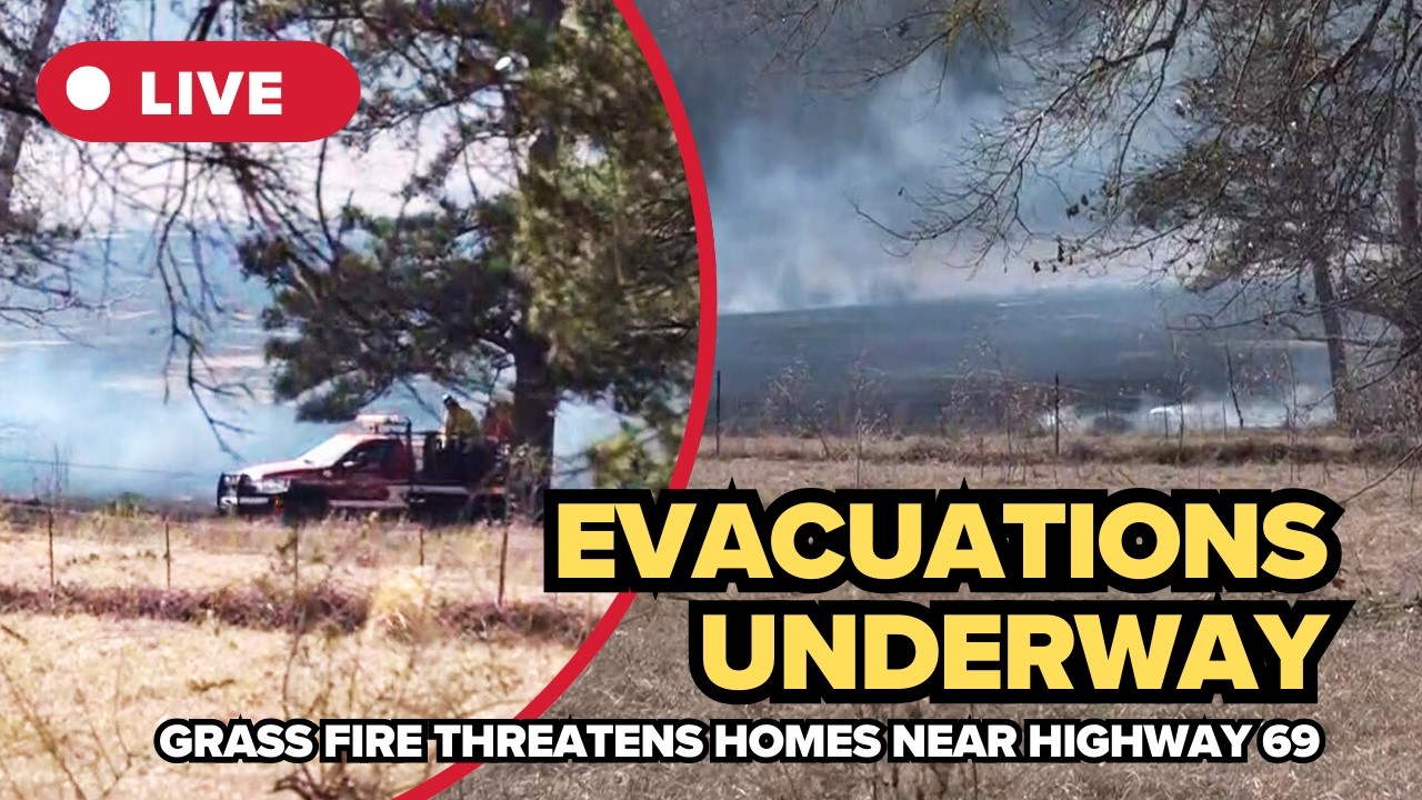 WATCH LIVE: Firefighters battle grass fire threatening homes in Lindale area