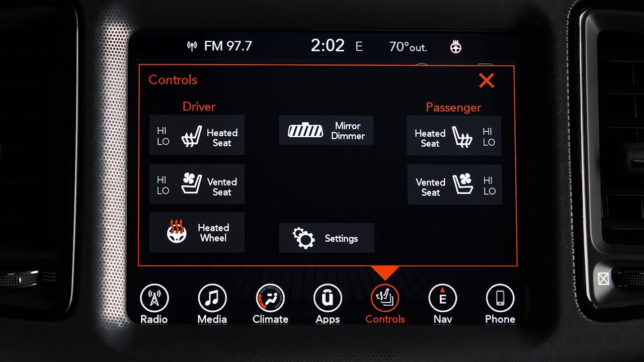 Heated Steering Wheel-Using heated wheel on the control menu of 2018 Dodge Challenger