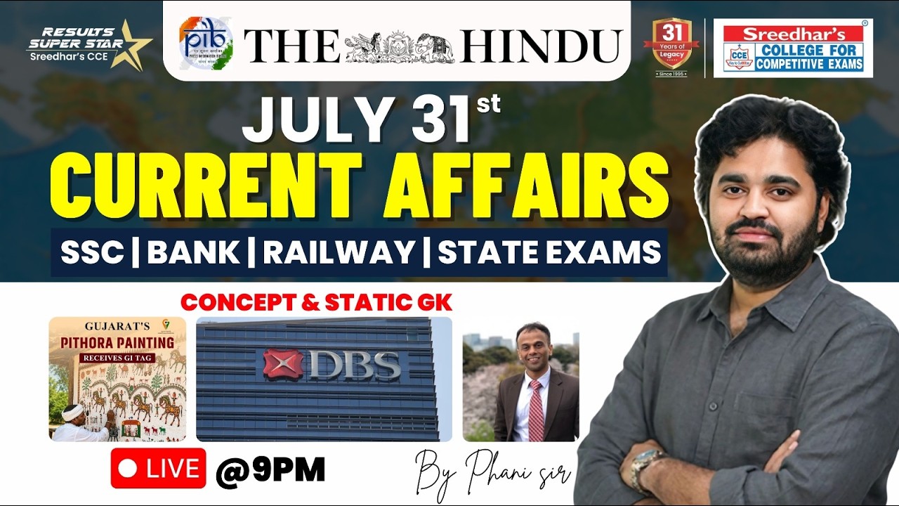 🔴Live | Daily Current Affairs in Telugu | 31st July | Latest & Important News | PHANI SIR