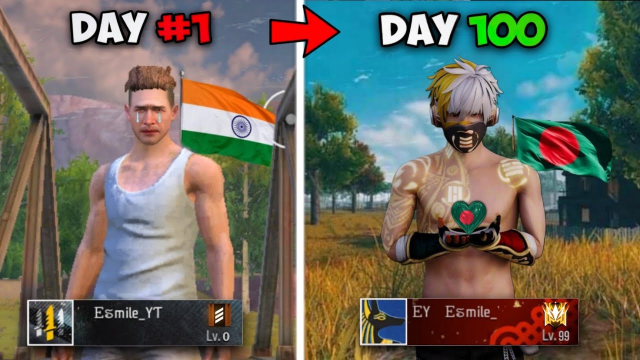 I Played Free Fire For 100 Days In Bangladesh Server || Free Fire 100 days 🤩🔥
