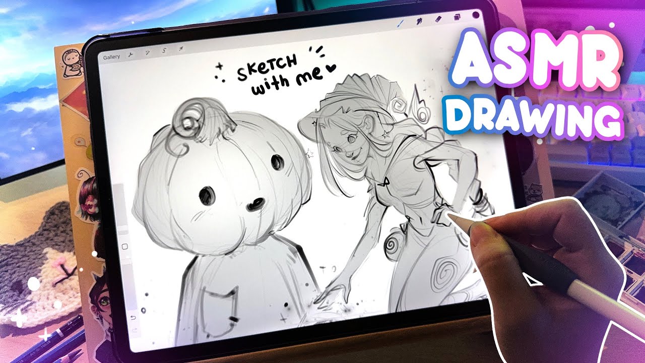 ASMR DRAWING Cozy Fall Sketches 🍂✨ relaxing pencil sounds, white noise, no talking