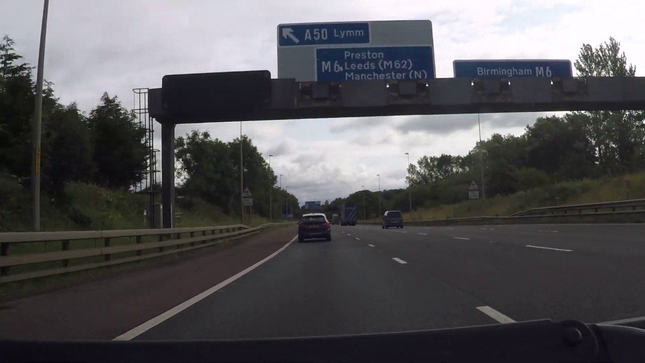 UK Motorways - M56 onto M6 North J21 and Thelwall Viaduct