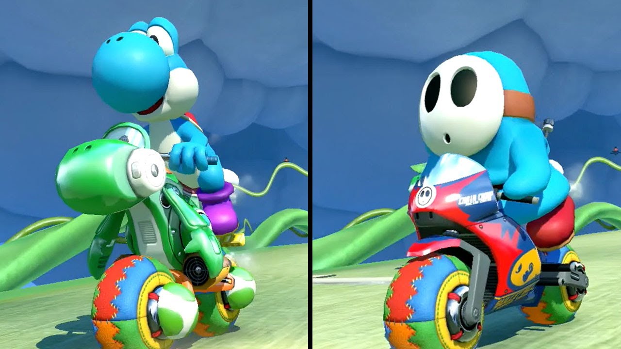 Mario Kart 8 Deluxe - Multiplayer - Light Blue Yoshi vs Light Blue Shy Guy (Special Cup 100cc)