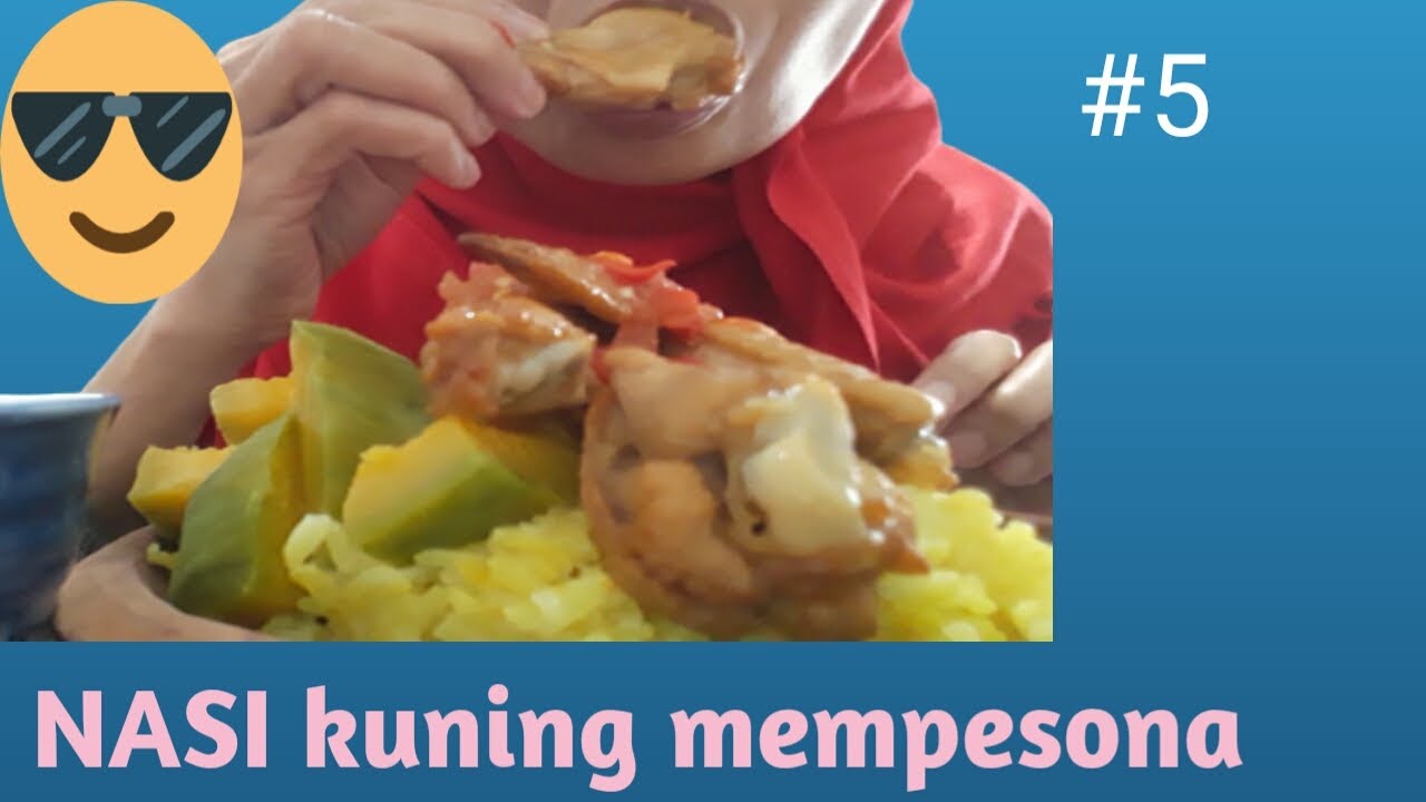 Mukbang nasi kuning, ayam curry,#nasikuning