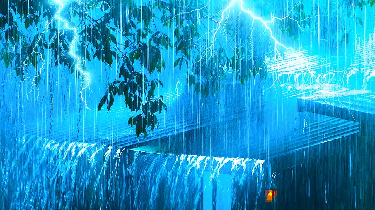 Relax and Sleep Well with Torrential Rain on a Tin Roof & Intense Thunder in the Forest at Night