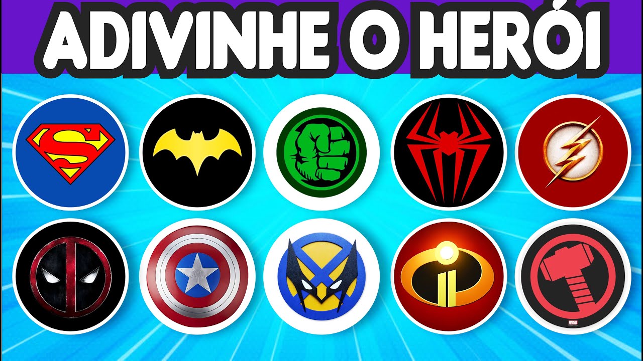 🦸‍♂️Adivinhe o Herói pelo Símbolo! Desafio do Escudo! 50 Símbolos