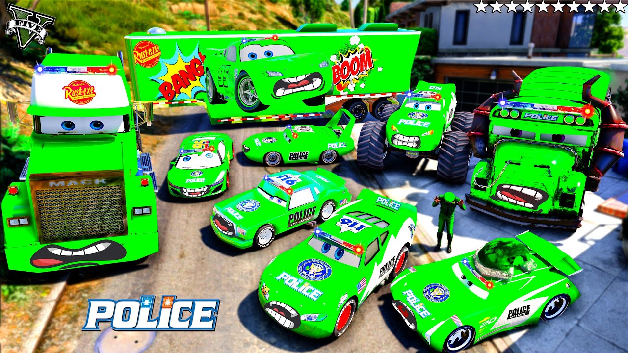 GTA 5 - Stealing VICE CITY McQueen Police Cars with Franklin! (Real Life Cars #122)
