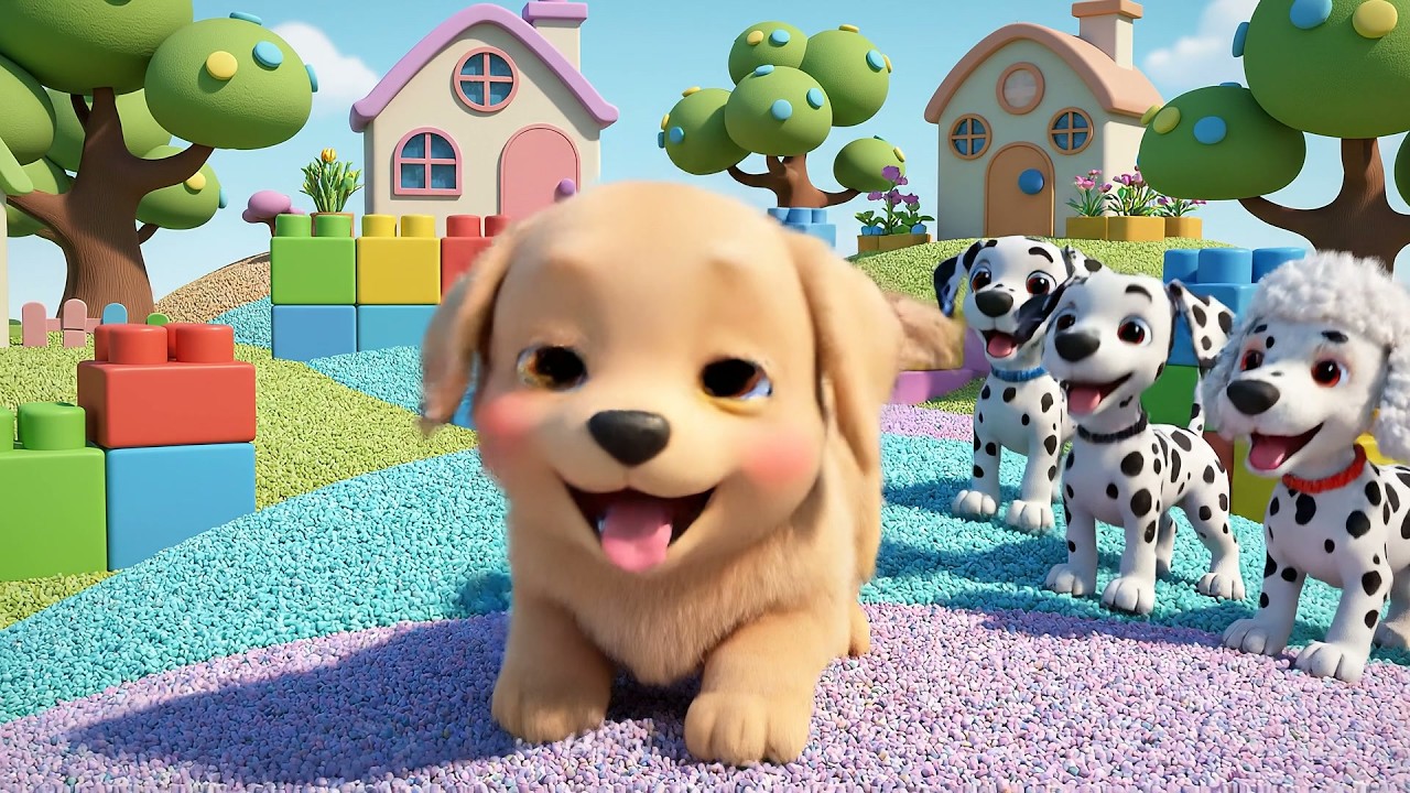 Cinco Perritos Títeres Ladran, Ladran | Canción de Animales y Títeres para Niños