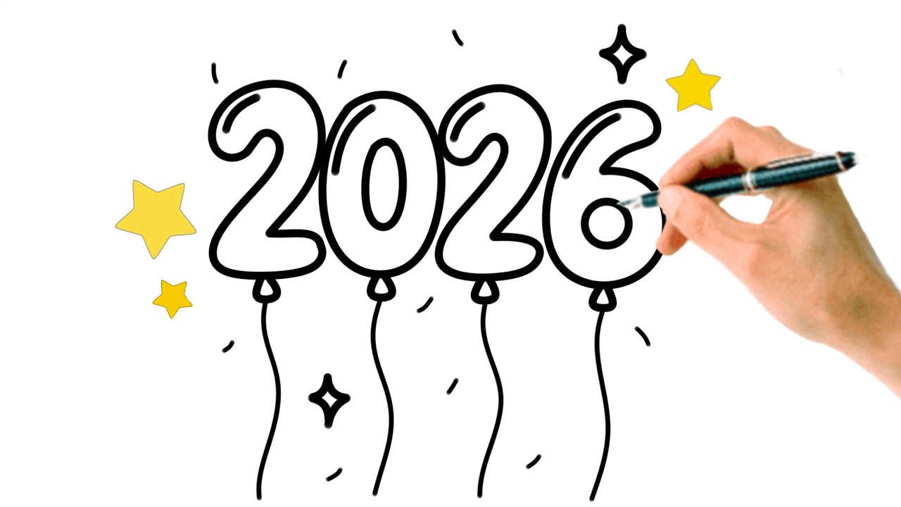 Как нарисовать Новый год 2026 ⭐️✨Пошаговый урок для детей