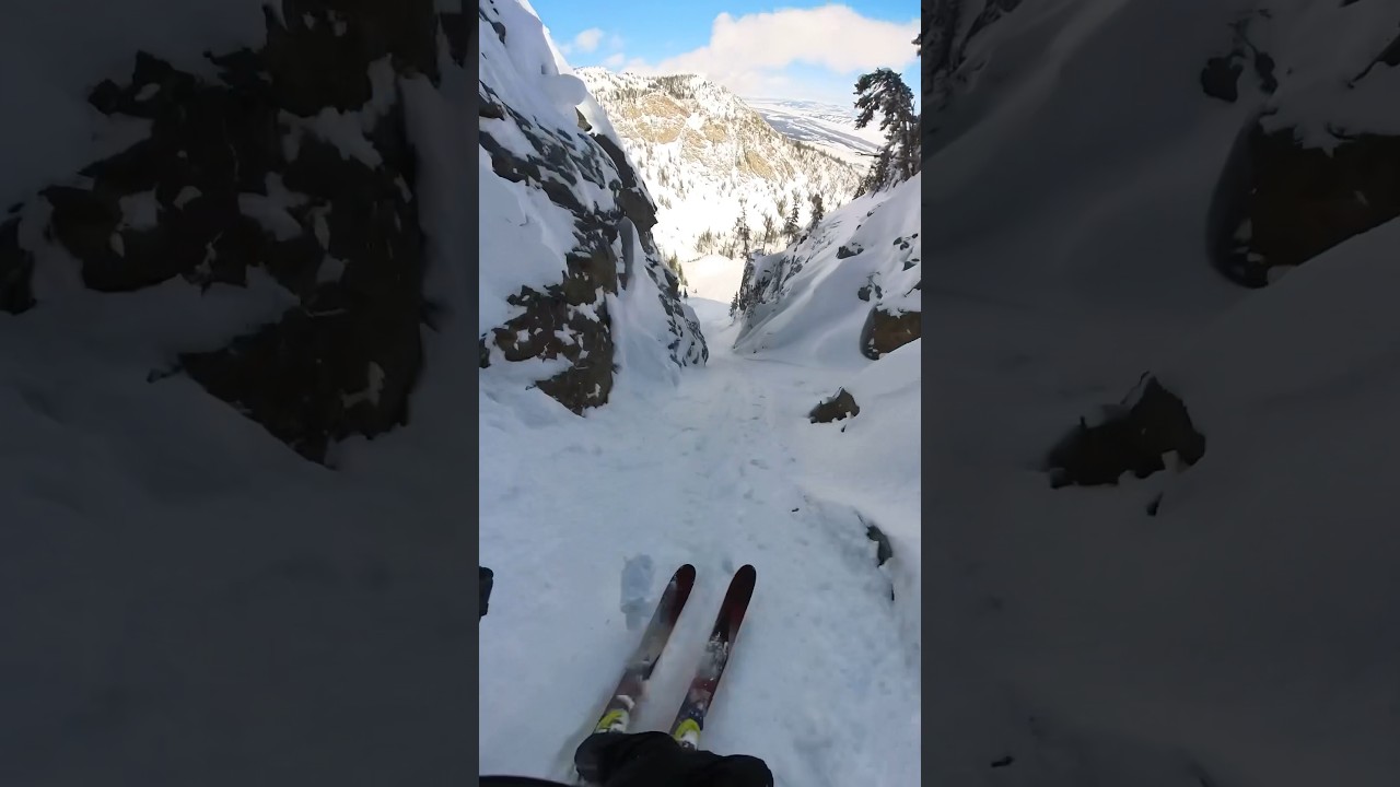 skiing the womb in #jacksonhole sidecountry. #backcountryskiing #fastskiing #straightline