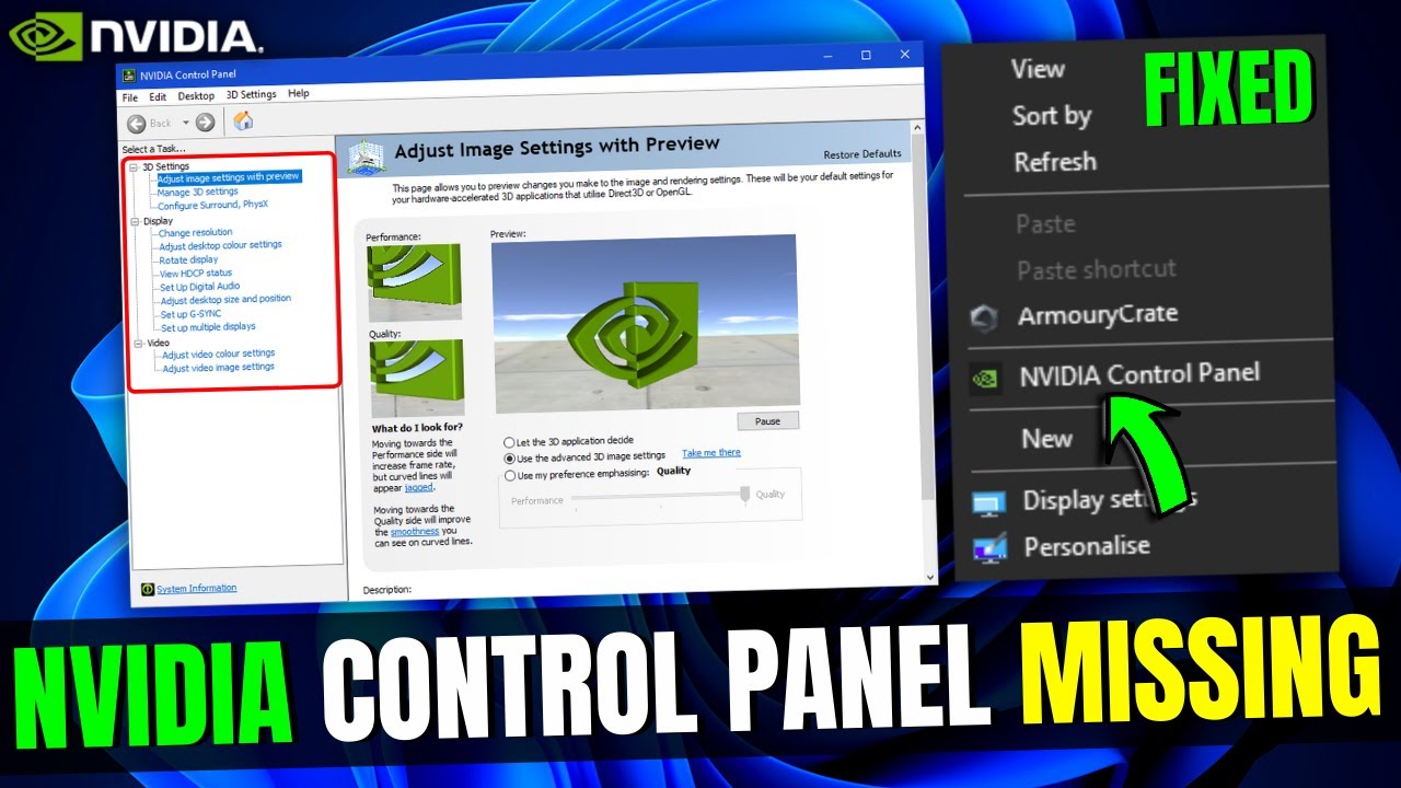 Отсутствуют настройки отображения панели управления NVIDIA (Windows 11) | Панель управления Nvidi...