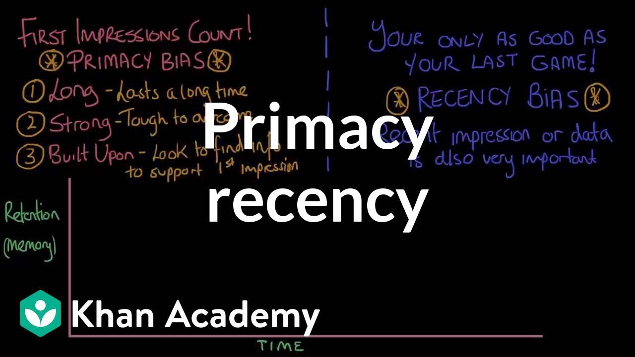 Social perception - Primacy recency | Individuals and Society | MCAT | Khan Academy