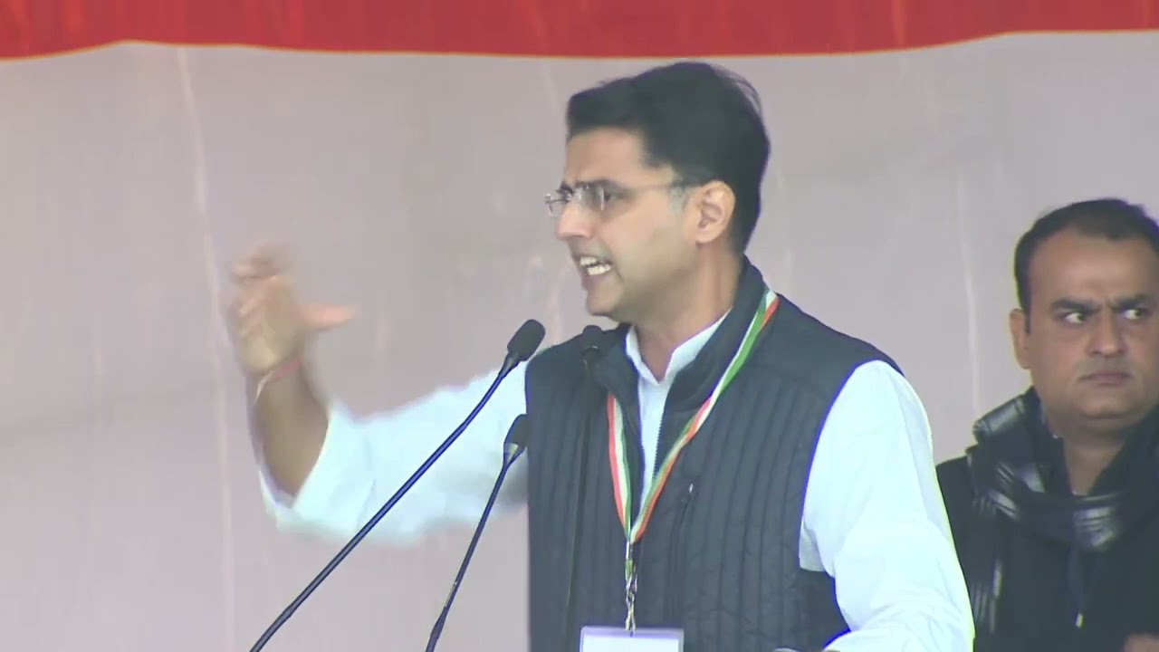 Sachin Pilot addresses the 'Mehangai Hatao Maha Rally' in Jaipur, Rajasthan