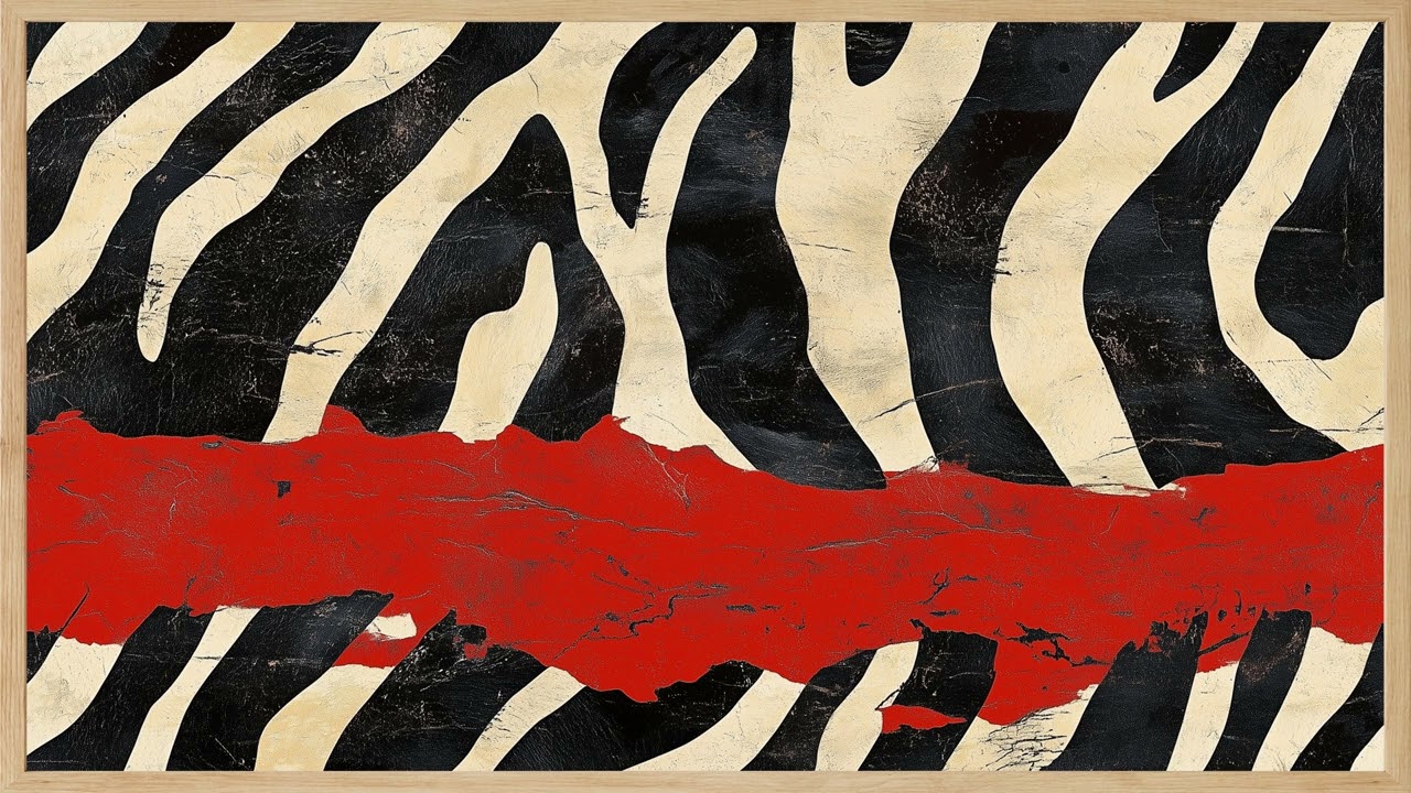 Bold Zebra Stripes Leather Skin Texture | Frame TV & Screensaver Art | Luxury Animal Print in 4K UHD