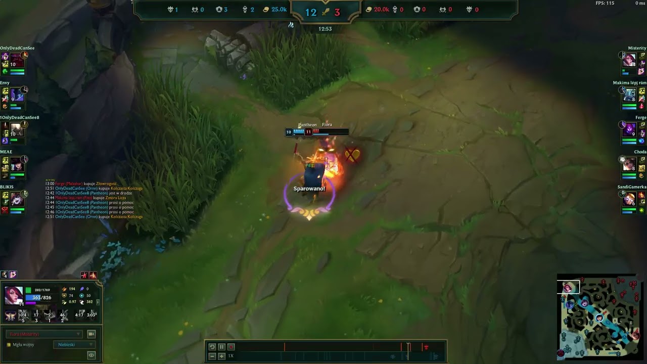 My Fiora vs fed enemy Pantheon outplay