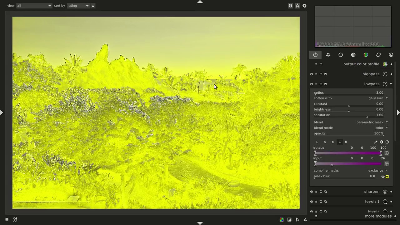 Editing a high dynamic range photo in darktable