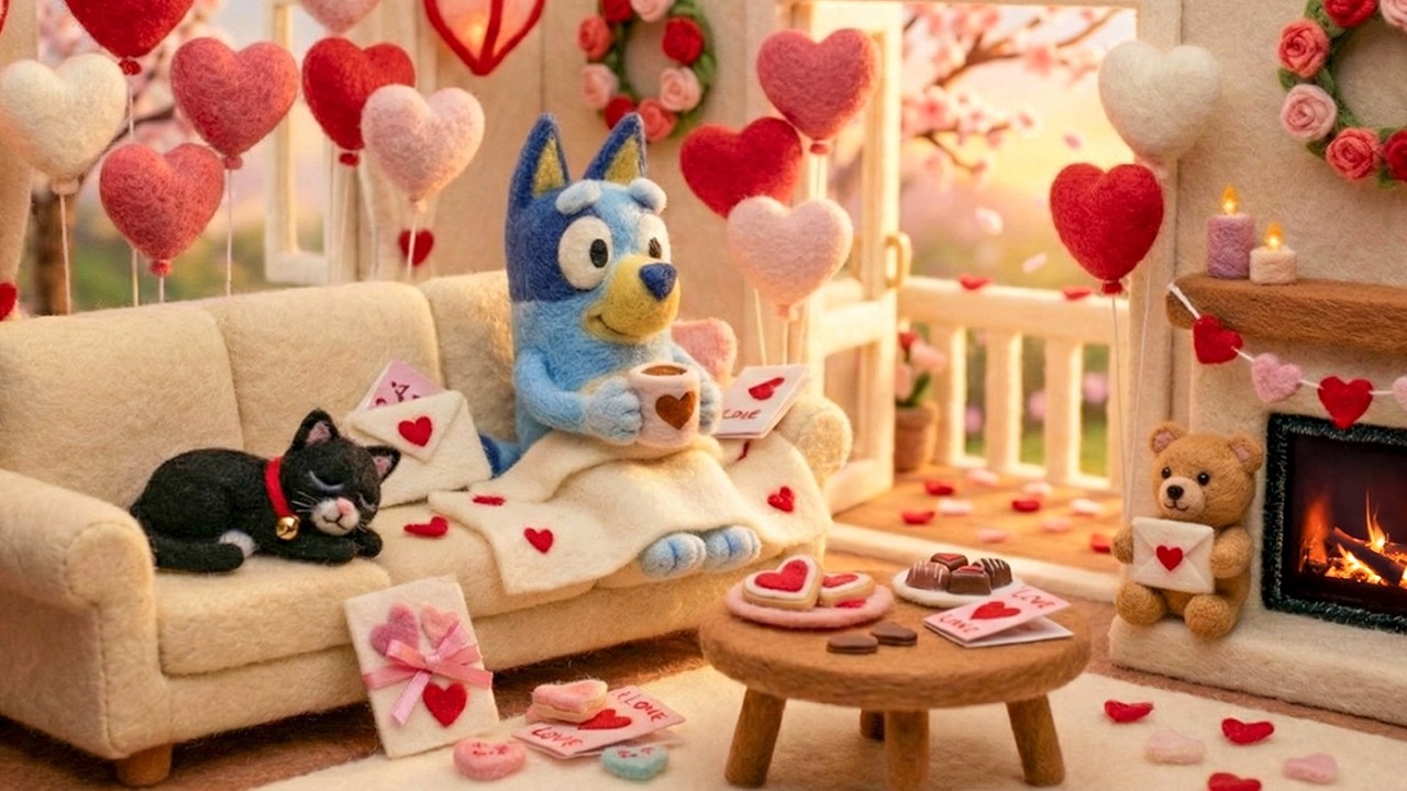 Bluey's Enjoying Sweet Valentine Moment  💕☕ Jazzy Lofi for Love, Sweet Romance & Happiness