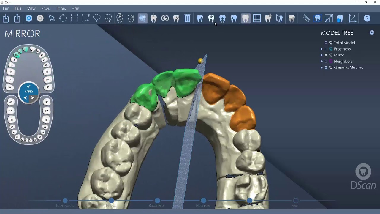 DentalCad 6.4 - Mirror tutorial