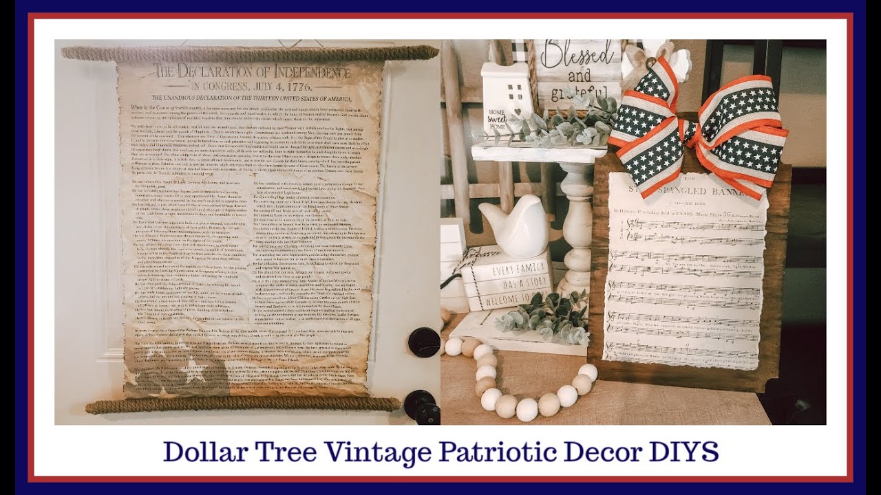 Dollar Tree Vintage Patriotic Decor | DIY Home Decor | 4th of July Decor