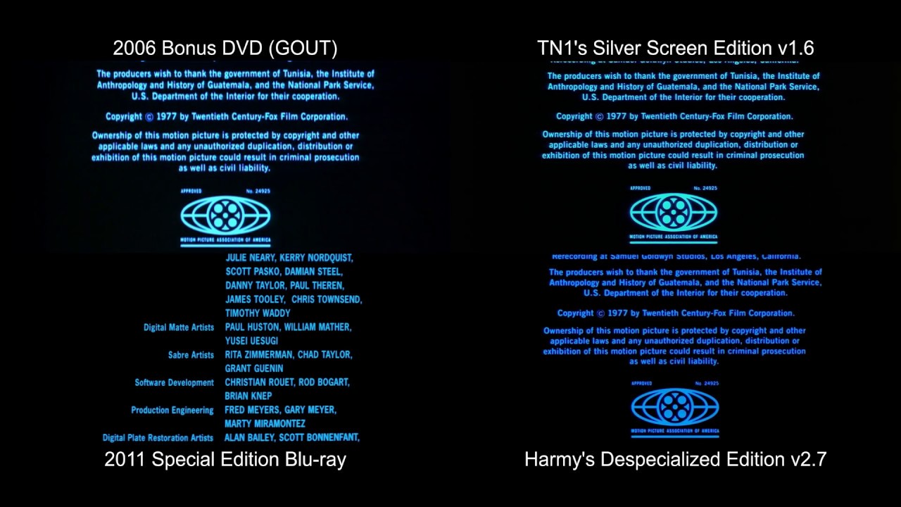 ORIGINAL Ending Credits | Star Wars (1977) [DeEd, Blu-ray, GOUT, SSE]