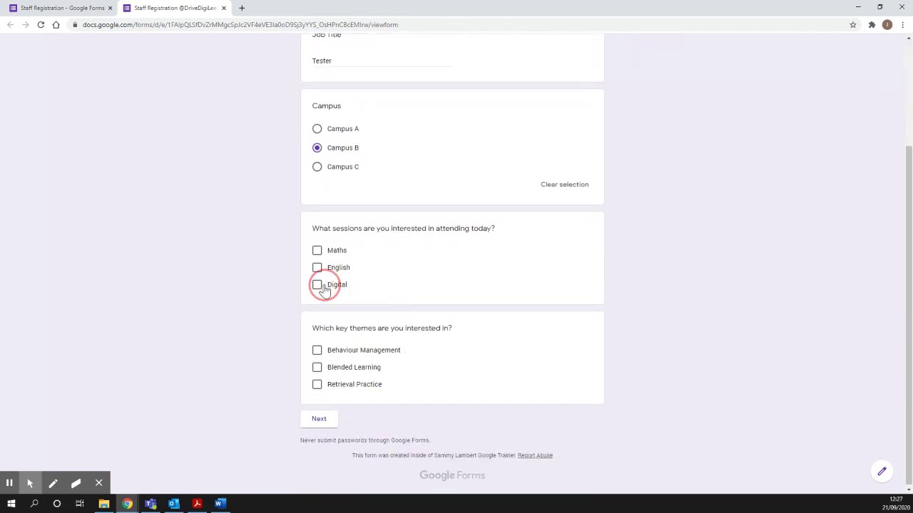 @DriveDigiLeeds Google Forms   Register for CPD