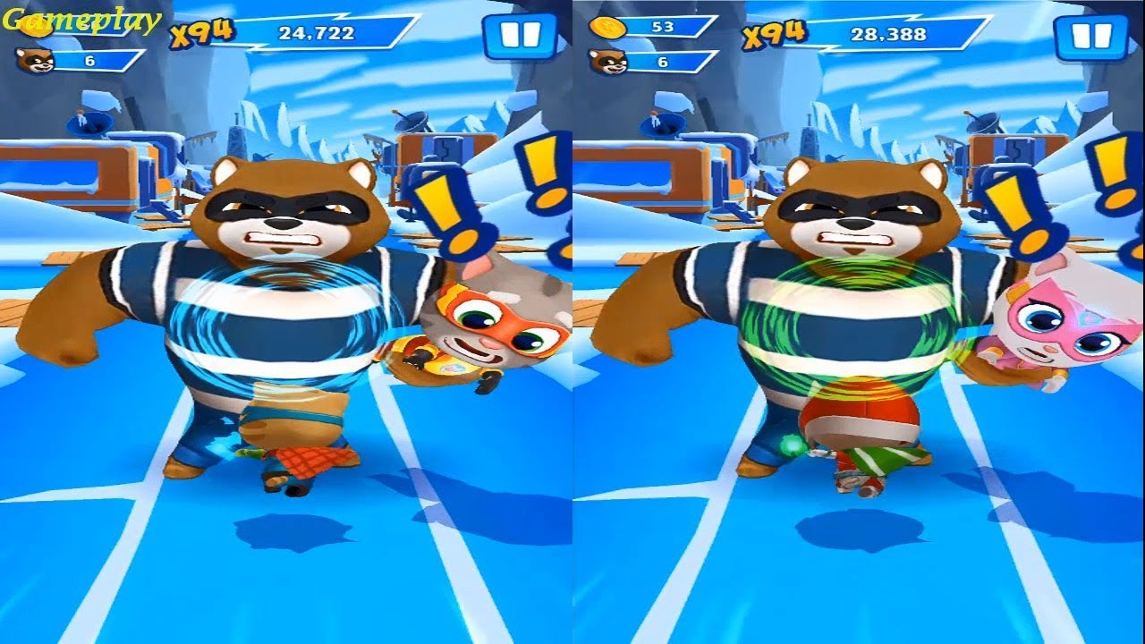 Talking Tom Hero Dash - New Update 2019 Teamwork Superpower SUPER GINGER VS SUPER BEN Gameplay