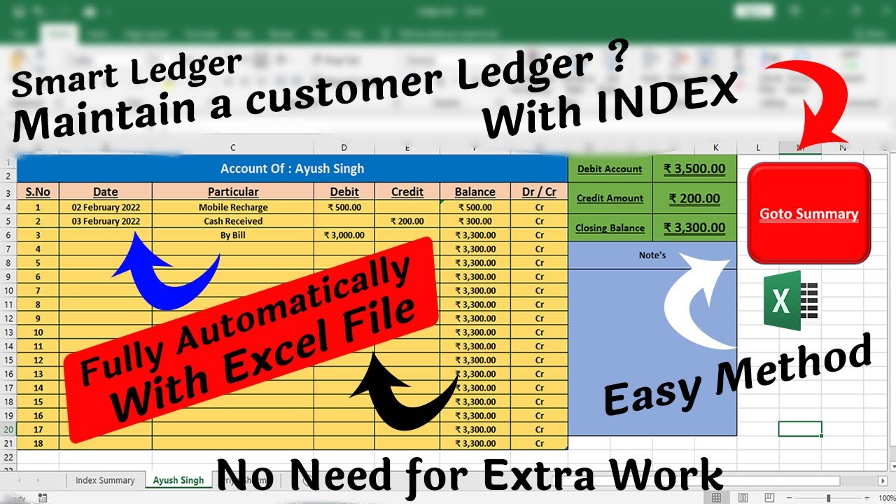 How to Maintain Ledger on Excel | Create Customer & Party Ledger | Excel me Ledger Kaise Banaye 2021