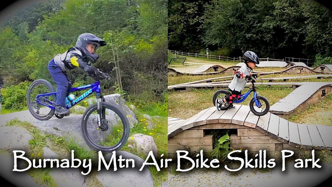 3 & 5 year old at Burnaby Mountain Air Bike Skills Park, riding Spawn Savage 2.0
