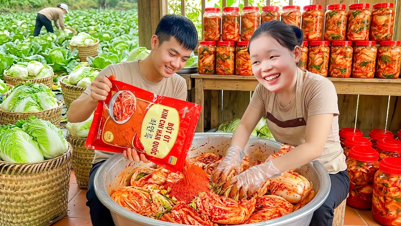 Harvest Napa Cabbage | How to Make Spicy Kimchi to Sell at Market with Huong
