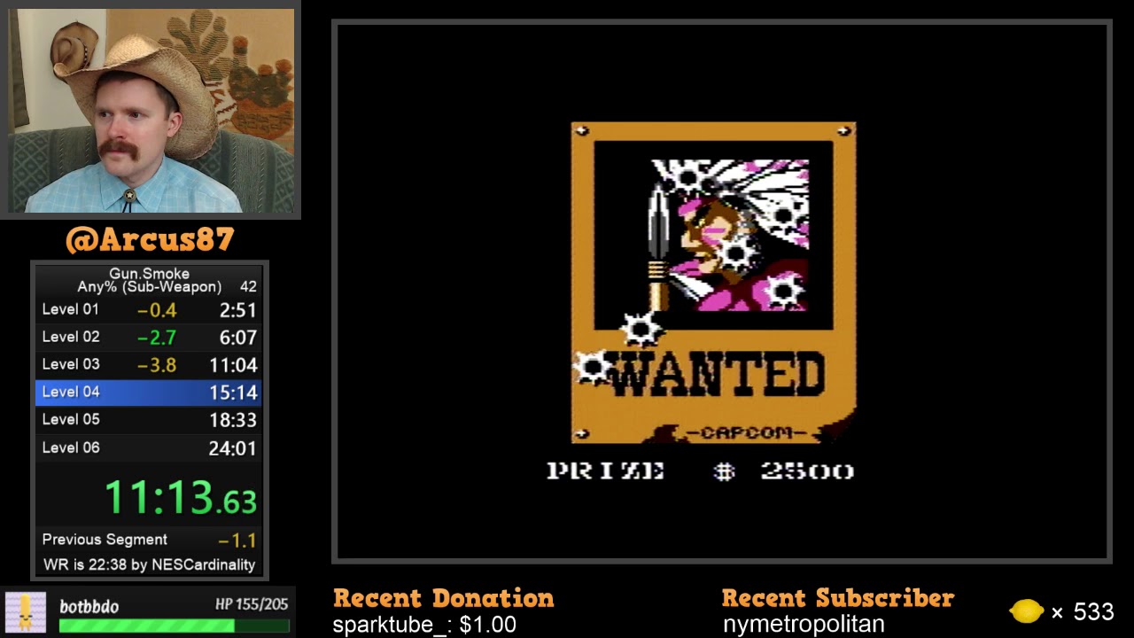 Gun.Smoke NES speedrun in 23:26 by Arcus