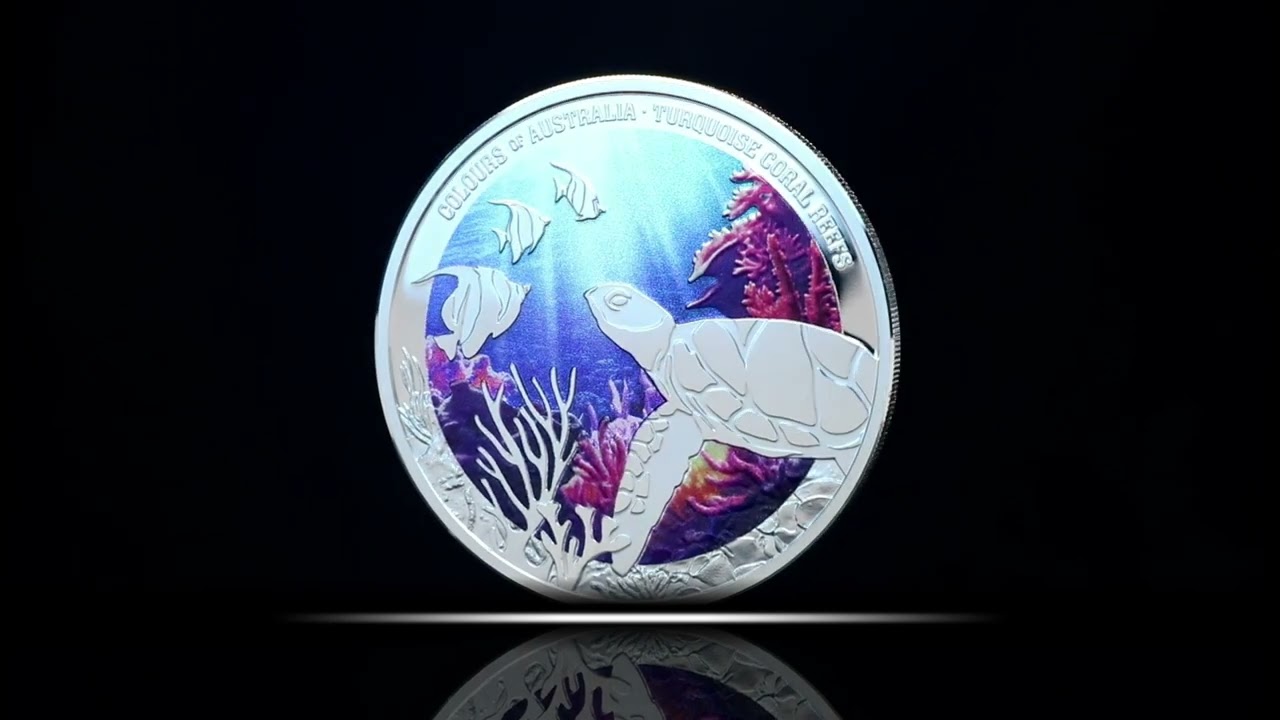 Colours of Australia 2024 $1 Turquoise Coral Reefs 1oz Silver Proof Coin | Downies Collectables