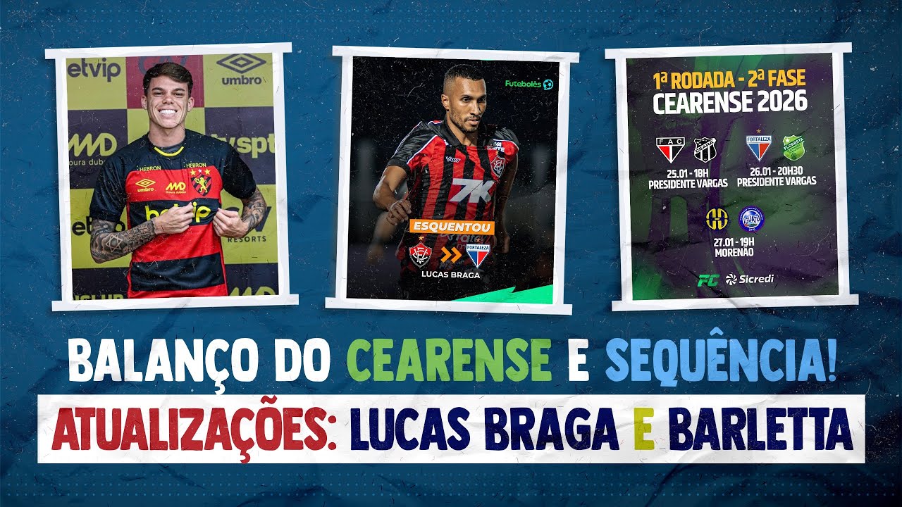 🚨 LUCAS BRAGA CHEGANDO! BARLETTA DESCARTADO? BALANÇO DA 1ª FASE DO CEARENSE! CARPINI ABRE O JOGO! +
