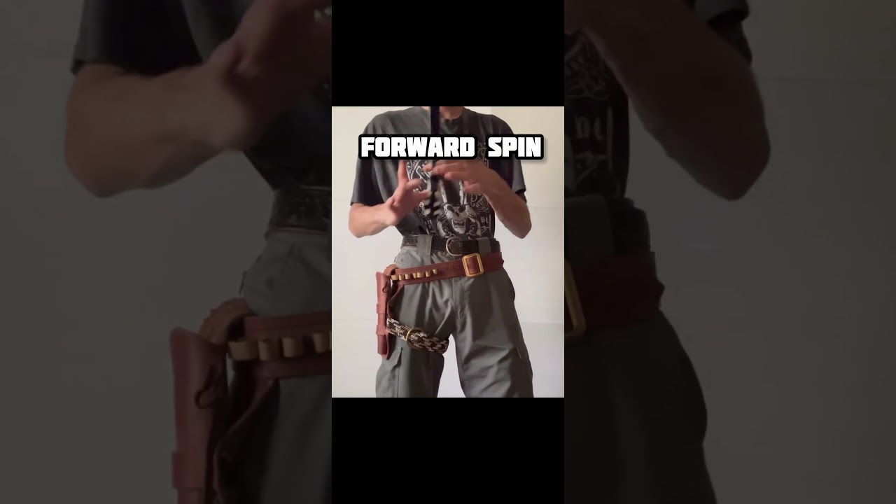 Single action revolver gun spinning tricks. Switching hands.