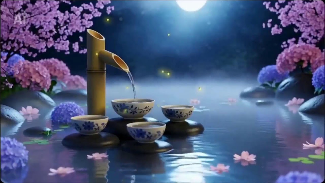 Moonlight Zen Garden 🌙 | เสียงน้ำไหลยามค่ำคืน ผ่อนคลายก่อนนอน