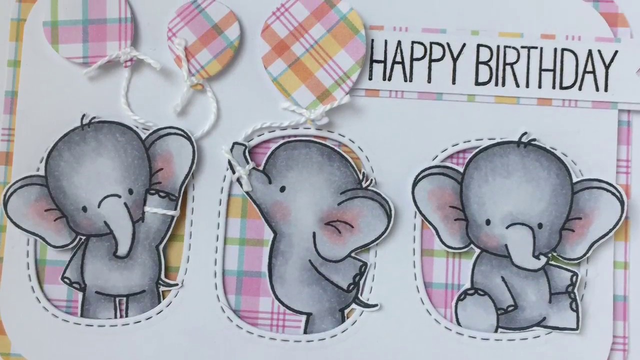 Adorable elephants Happy Birthday Card