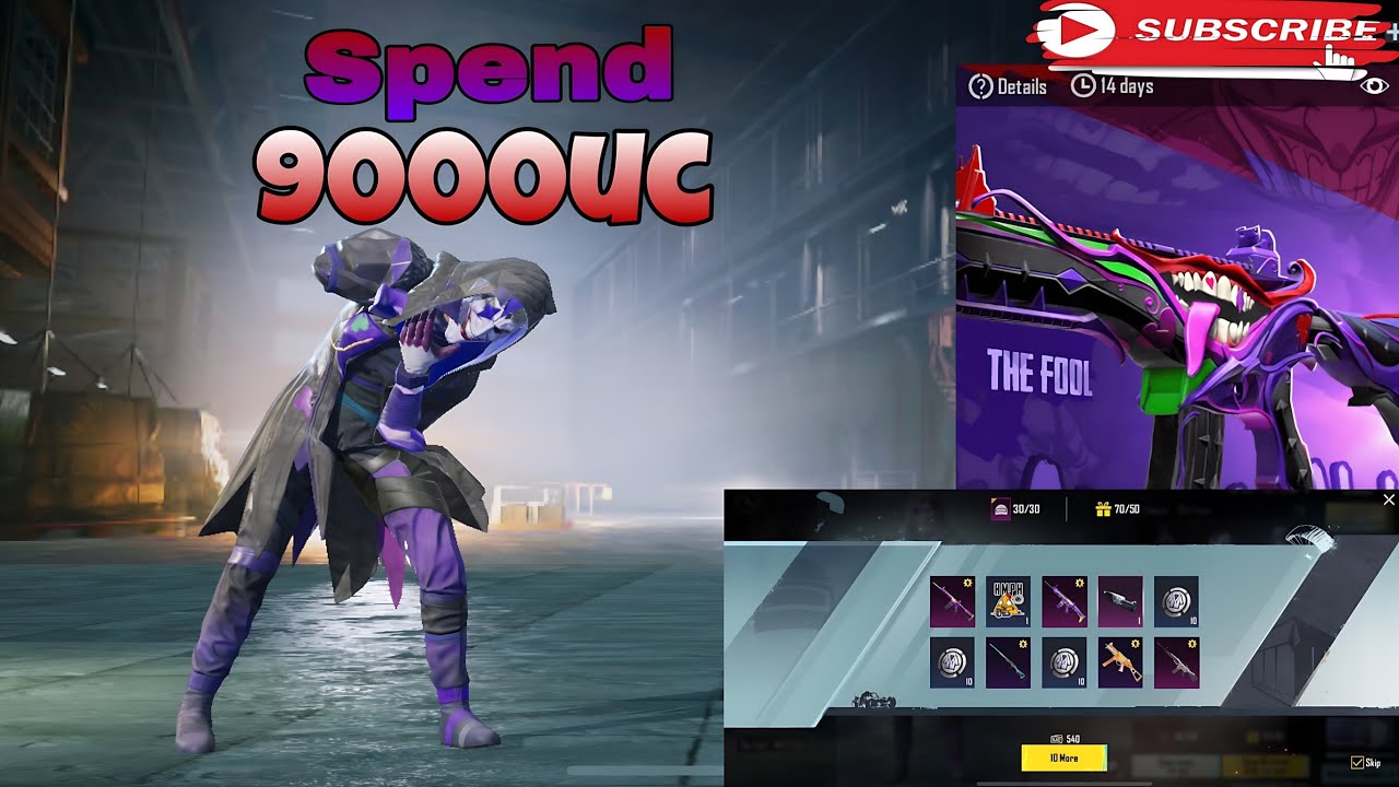 THE FOOL SET 🔥LUCKY CRATE OPENING SPEND 9000 UC || pubg mobile || CHE KING GAMING