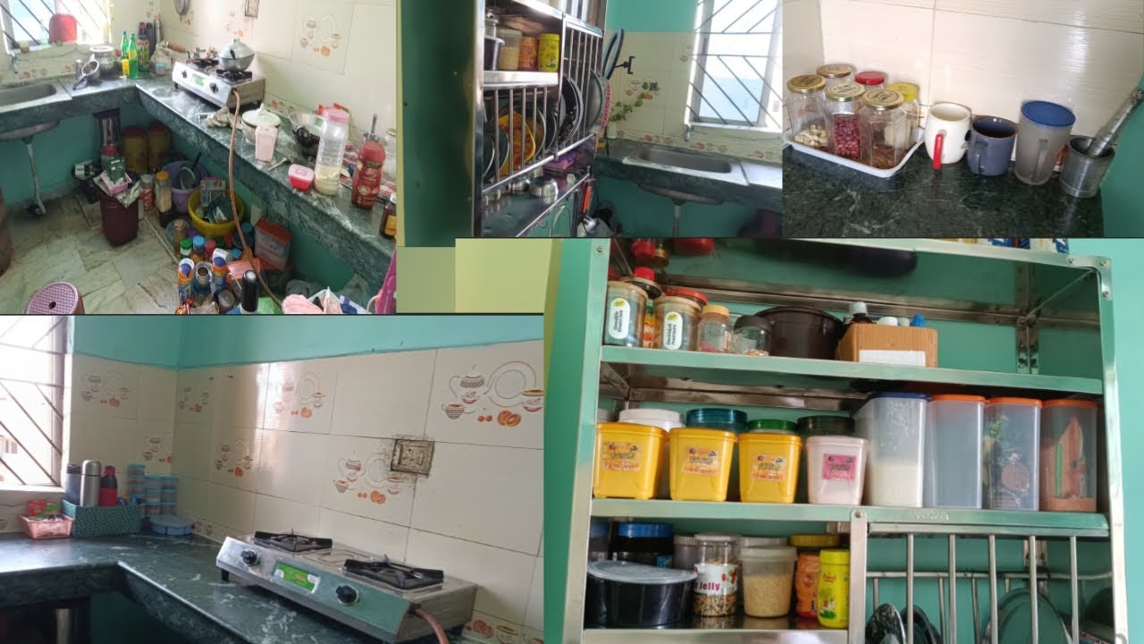 Nonmodular kitchen Organizations ll small kitchen cleaning ll vlog with nisha☺