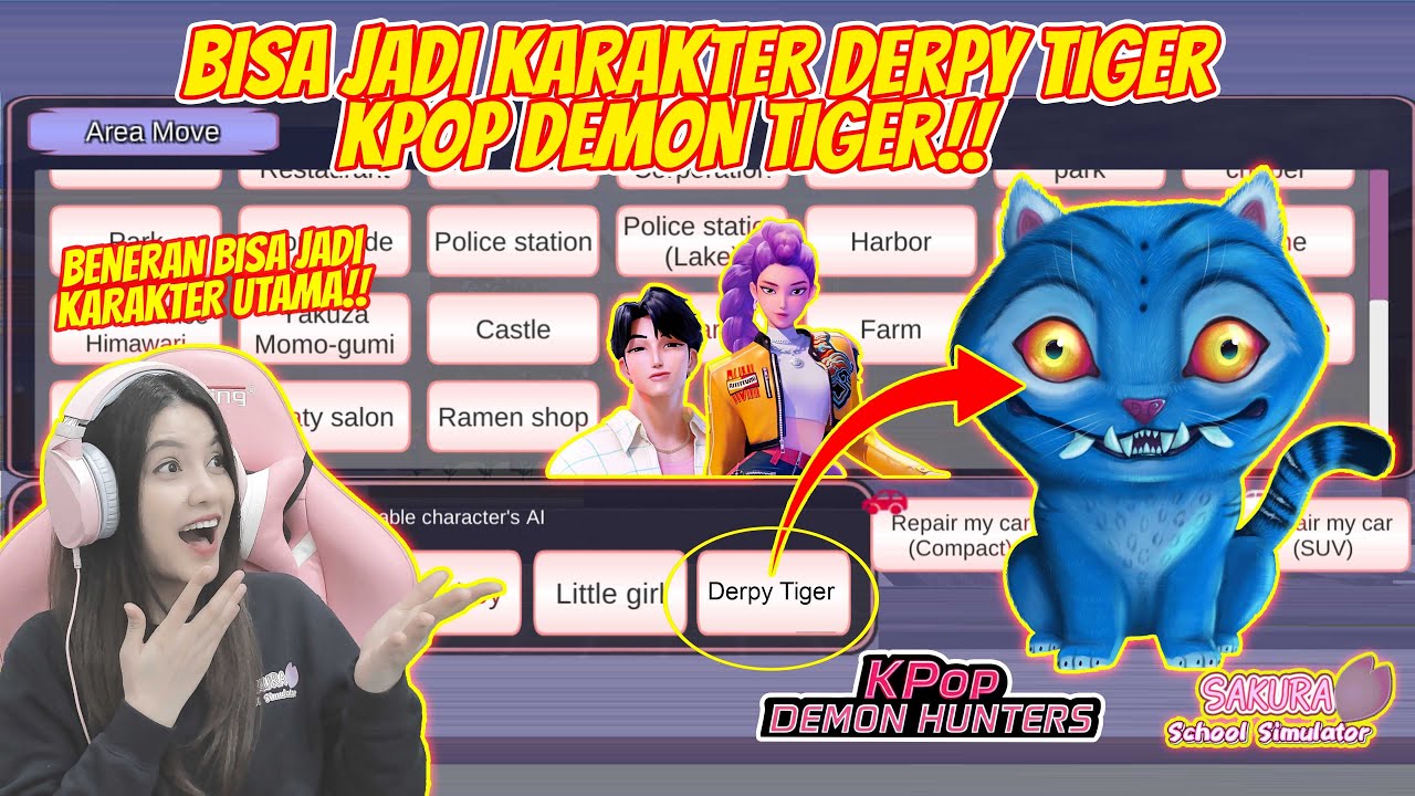 DERPY TIGER (KPOP DEMON HUNTER) BISA JADI KARAKTER UTAMA!! KEREEN!! SAKURA SHCOOL SIMULATOR-PART 836