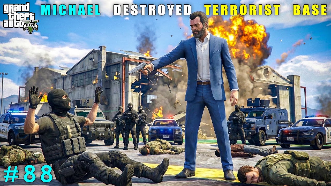 Michael Destroyed Terrorist Base | Gta V Gameplay #88