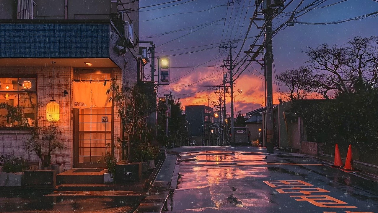 Tokyo After Sunset 🌅 Lofi Rain with a Japanese Atmosphere as Night Falls Calm Yourself