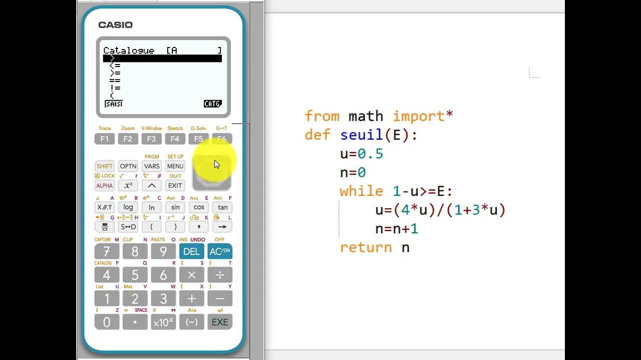 Algorithme Python : calculatrice Casio 35+
