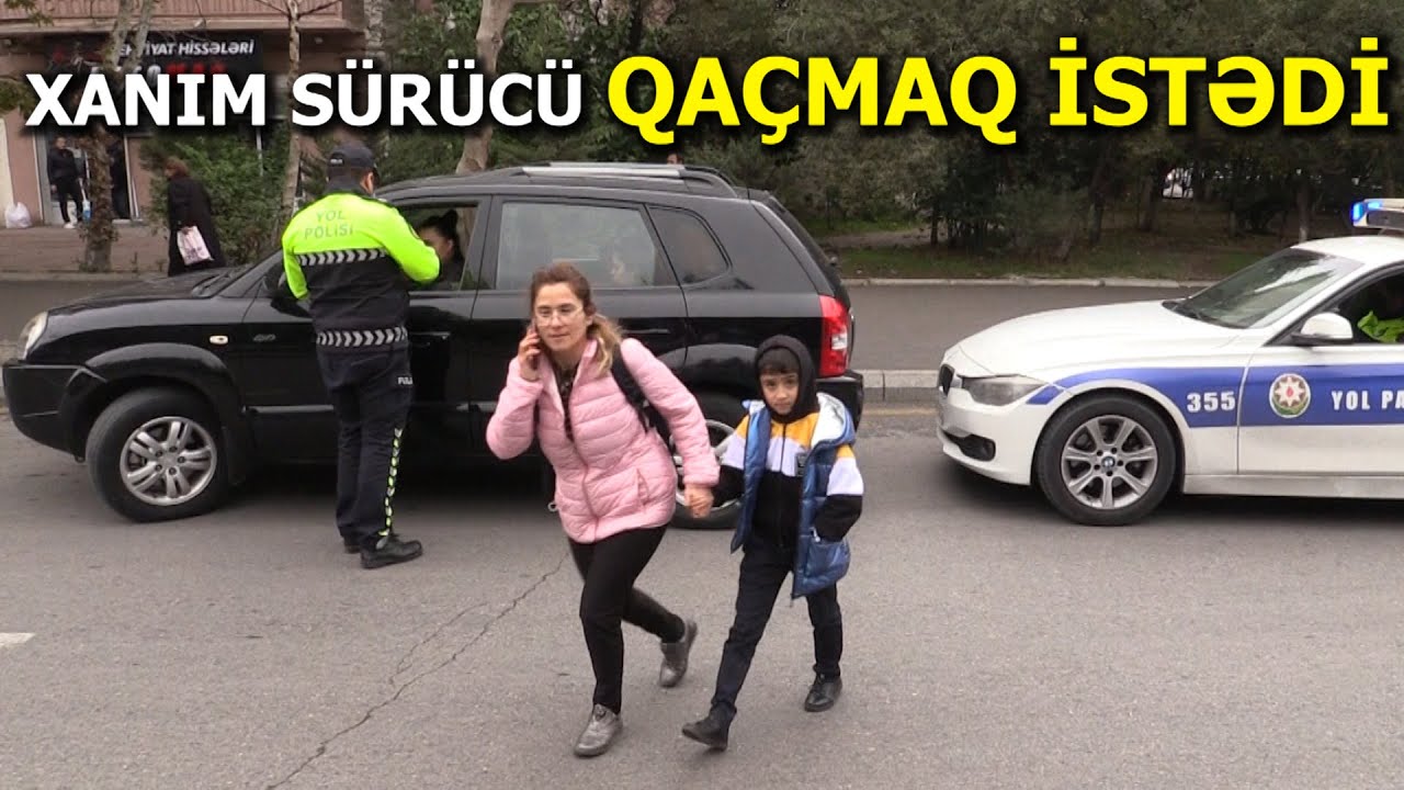 Xanım sürücü hərəkəti İFLİC ETDİ - Yol Polisi Hadisə yerinə gəldi